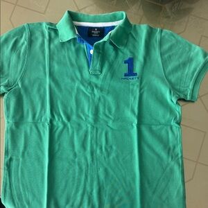 Hackett Green Polo with Blue Embroidery
